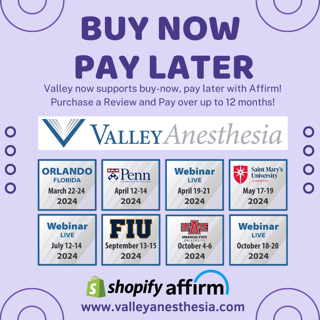 Valley now offers a payment plan! Invest in your success in passing boards on the first try. Valley is ONLY a board review. Spend your time where it counts.