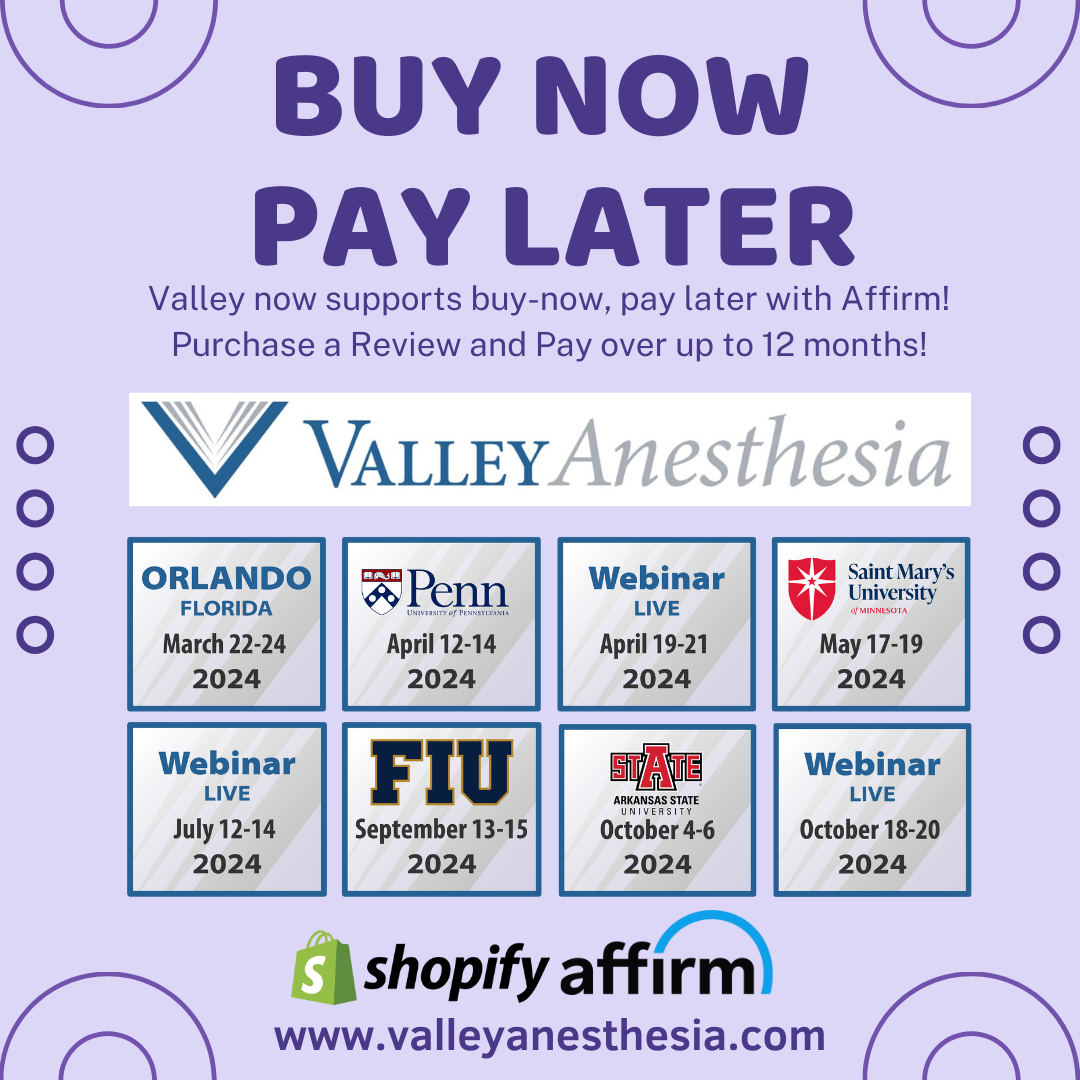 Valley now offers a payment plan!  Invest in your success in passing boards on the first try.  Valley is ONLY a board review.  Spend your time where it counts.